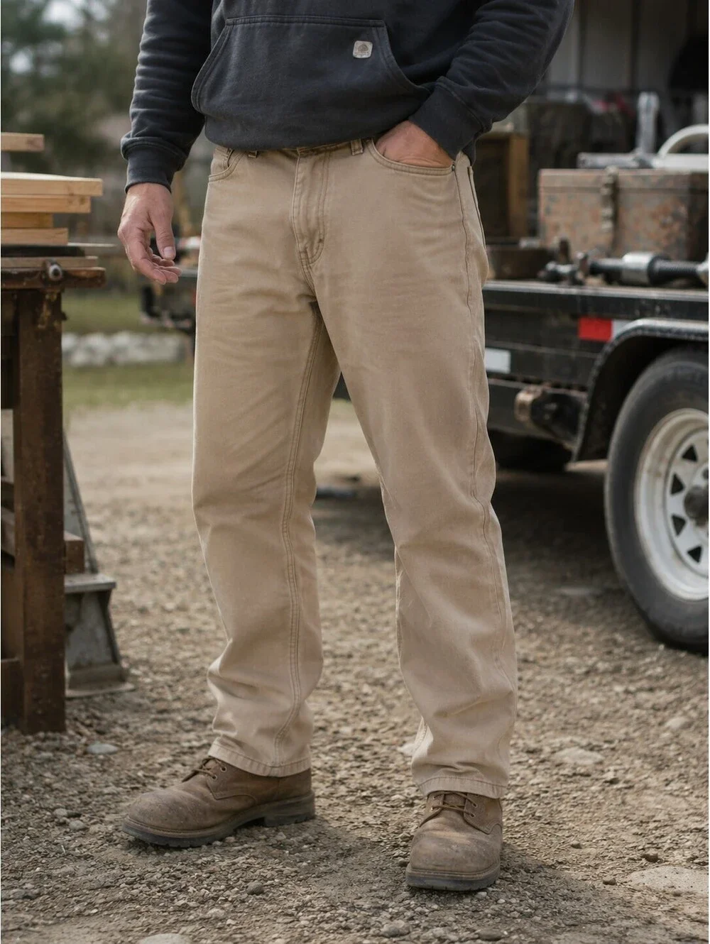 Lee Pants Mens 40x32 Beige Relaxed Fit Flannel Lined Insulated Khakis Workwear